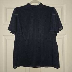 Moving Sale! { Lauren Conrad NWOT Navy Blue Polka Dot Top Size M